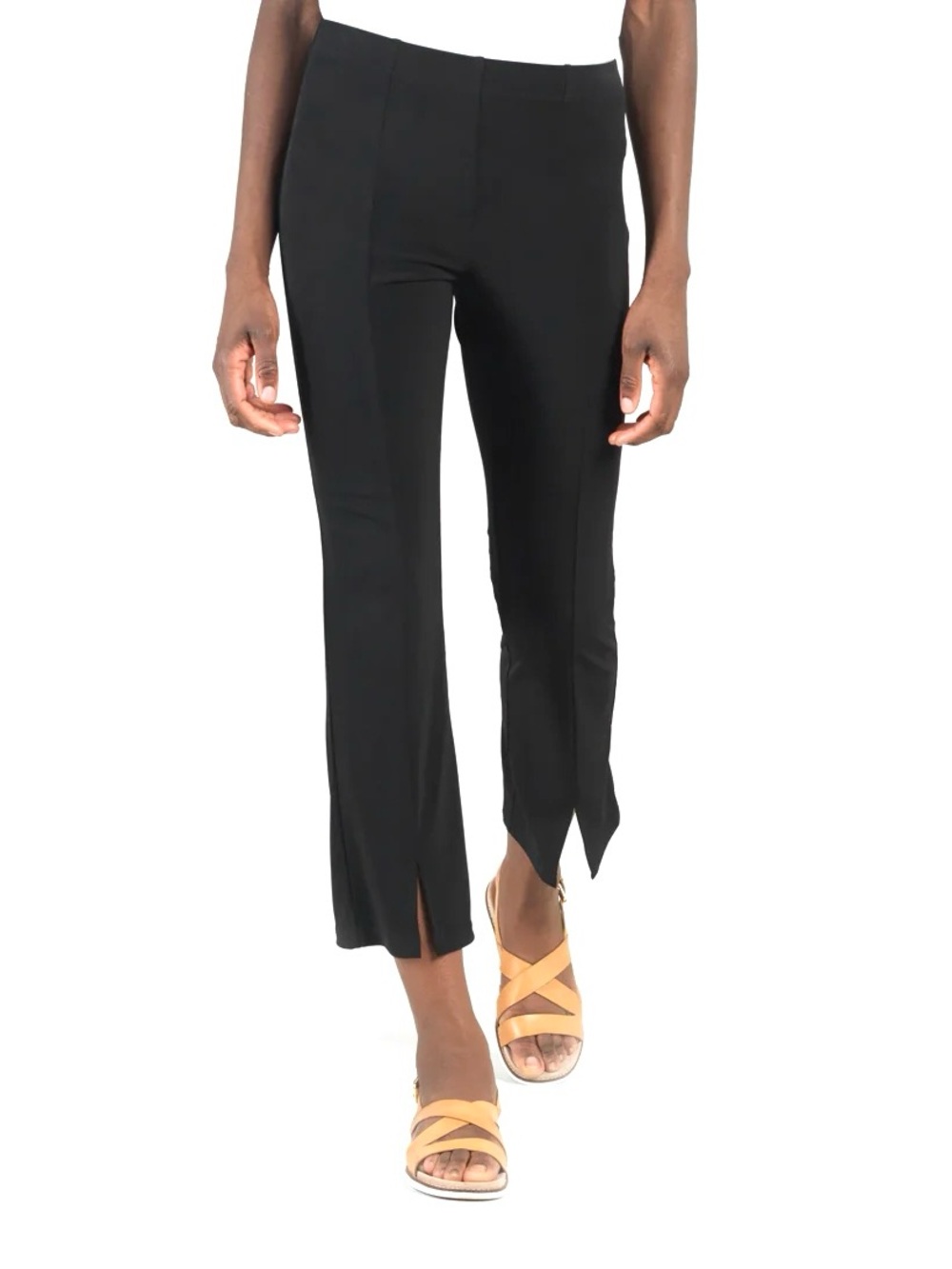 Clara Sun Woo Split Hem Pants Women’s Size L Pull On Front Slit Stretch Knit